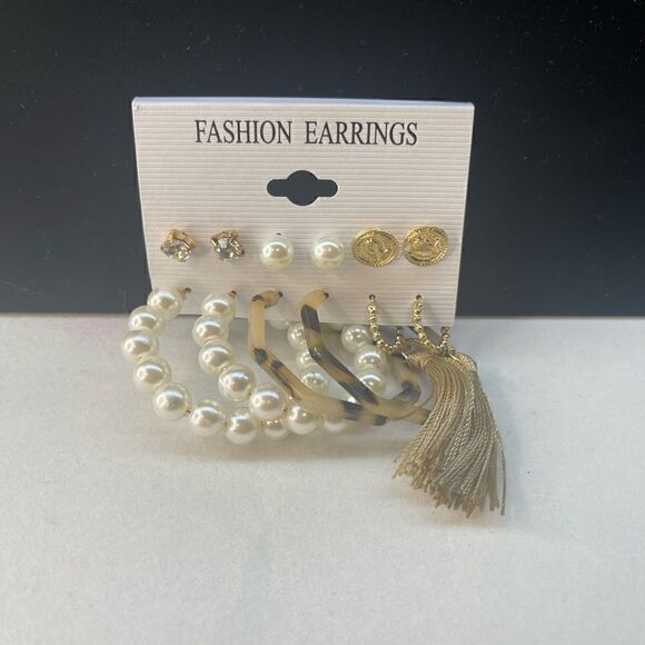 “Aurora” 6 Earrings Collection Bohemian Geometric Sets Boho Tassel Long 18k Gold - Picture 2 of 3